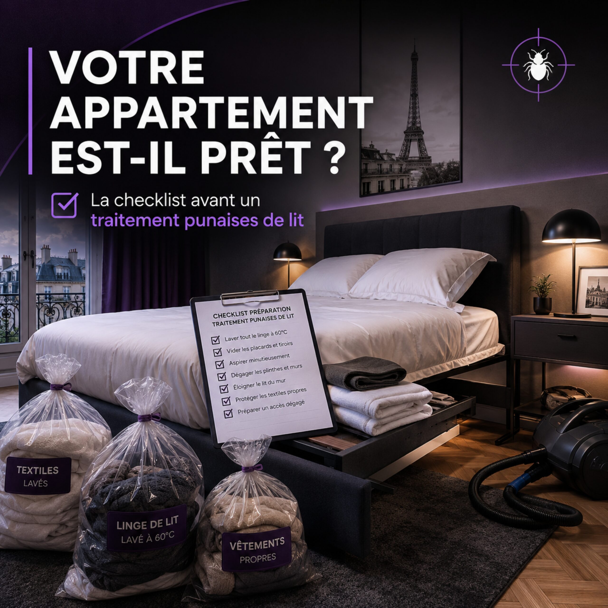 Checklist pour préparer son appartement avant un traitement contre les punaises de lit